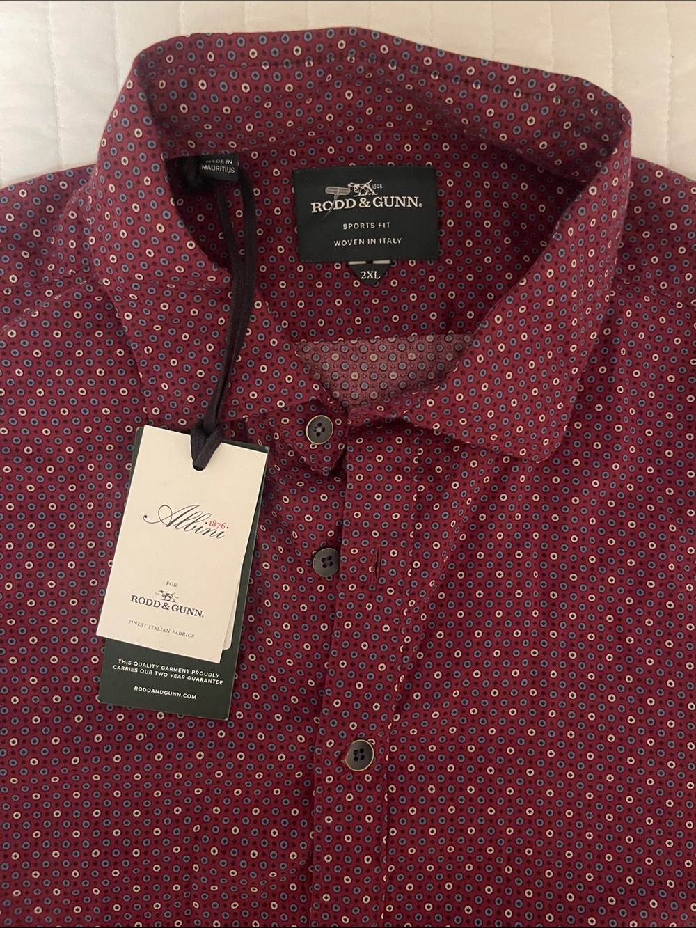 Rodd & Gunn Men's Burgundy Micro-Print Button-Down Shirt